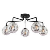 5 Light Semi-Flush Matt with Closed Organic Smoked Glass (0183FEY052228)