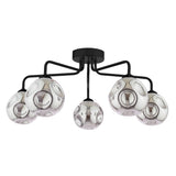 5 Light Semi-Flush Matt with Closed Organic Smoked Glass (0183FEY052228)