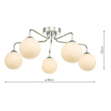 5 Light Semi-Flush Polished Chrome with Opal Glass (0183FEY055002)