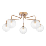 5 Light Semi-Flush Antique Bronze with Ribbed Glass (0183FEY056308)