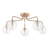 5 Light Semi-Flush Antique Bronze with Ribbed Glass (0183FEY056308)