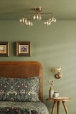 5 Light Semi-Flush Antique Bronze with Organic Amber Glass (0183FEY056316)