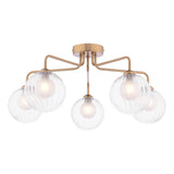 5 Light Semi-Flush Antique Bronze with Clear/Opal Glass (0183FEY056320)