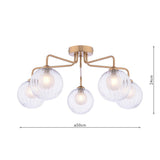 5 Light Semi-Flush Antique Bronze with Clear/Opal Glass (0183FEY056320)