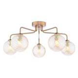 5 Light Semi-Flush Antique Bronze with Twisted Amber Glass (0183FEY056325)