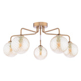 5 Light Semi-Flush Antique Bronze with Twisted Amber Glass (0183FEY056325)
