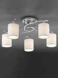 5 Light Flush Fitting in Chrome with Cream Shades (0194HEXFL208051124)