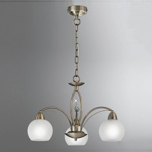 3 Light Pendant with in Bronze with Alabaster effect Glasses (0194THE22783)