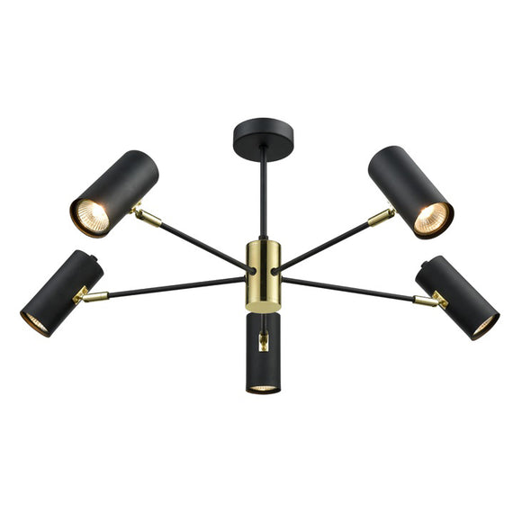 5 Light Ceiling Light Black and Gold (0194ASP24025)