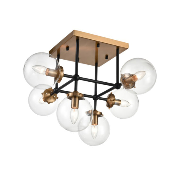 6 Light Flush Fitting in Black and Antique Gold (0194DIFFL24116)