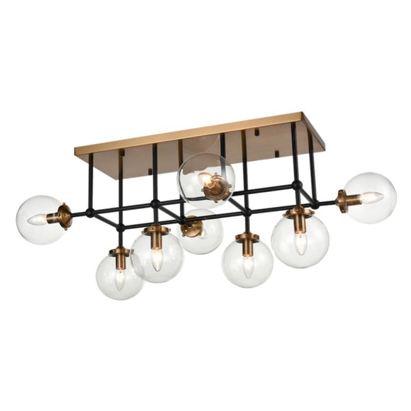 8 Light Flush Fitting in Black and Antique Gold (0194DIFFL24118)