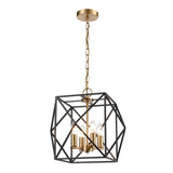 4 Light Ceiling Pendant in Black Ironwork with Gold (0194ANGFL24174)
