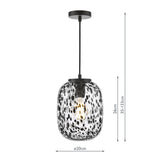 1 Light Pendant Black Glass and Matt Black (0183GET0122)