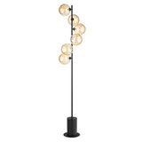 6 Light Floor Lamp Matt Black with Mix & Match Glass Options (0183SPI4922-F)