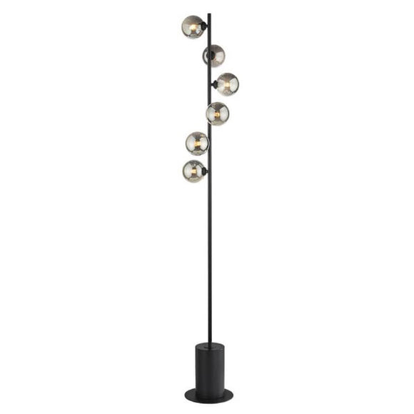 6 Light Floor Lamp Matt Black with Mix & Match Glass Options (0183SPI4922-F)