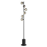 6 Light Floor Lamp Matt Black with Mix & Match Glass Options (0183SPI4922-F)