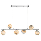 6 Light Bar Pendant Polished Chrome with Mix & Match Glass Options (0183SPI6450)