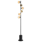 6 Light Floor Lamp Matt Black with Mix & Match Glass Options (0183SPI4922-F)