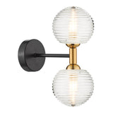 2 Light Wall Light Matt Black and Bronze with Mix & Match Glass Options (0183TAK0954F)