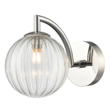 1 Light Bathroom Wall Bracket in Polished Nickel with Clear Glass IP44 (0194GLOWB410382)