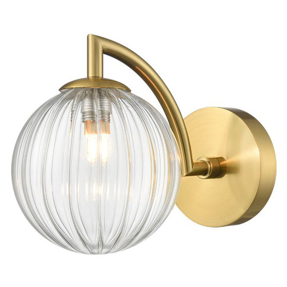 1 Light Bathroom Wall Bracket in Aged Brass with Clear Glass IP44 (0194GLOWB412382)