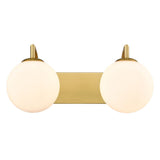 2 Light Bathroom Wall Bracket in Aged Brass with Matt Opal Glass IP44 (0194GLOWB413378)