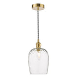 1 Light Pendant Natural Brass with Clear Dimpled Glass Shade (0183HAD01403)
