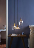 1 Light Pendant Natural Brass with Clear Dimpled Glass Shade (0183HAD01403)