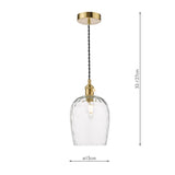 1 Light Pendant Natural Brass with Clear Dimpled Glass Shade (0183HAD01403)