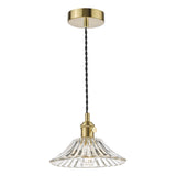 1 Light Pendant Natural Brass and Clear Flared Glass Shade (0183HAD014004)