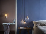 1 Light Pendant Natural Brass and Clear Flared Glass Shade (0183HAD014004)