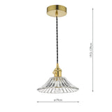 1 Light Pendant Natural Brass and Clear Flared Glass Shade (0183HAD014004)