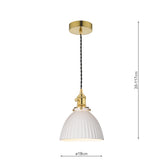 1 Light Pendant Natural Brass and White Domed Ceramic Shade (0183HAD014009)