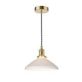 1 Light Pendant Natural Brass and White Shallow Ceramic Shade (0183HAD014010)