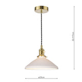 1 Light Pendant Natural Brass and White Shallow Ceramic Shade (0183HAD014010)