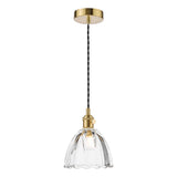1 Light Pendant Natural Brass and Scalloped Bell Glass Shade (0183HAD014011)