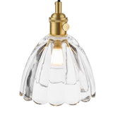 1 Light Pendant Natural Brass and Scalloped Bell Glass Shade (0183HAD014011)