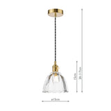 1 Light Pendant Natural Brass and Scalloped Bell Glass Shade (0183HAD014011)