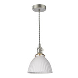 1 Light Pendant Antique Chrome with White Domed Ceramic Shade (0183HAD016109)