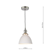 1 Light Pendant Antique Chrome with White Domed Ceramic Shade (0183HAD016109)