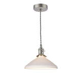 1 Light Pendant Antique Chrome with White Shallow Ceramic Shade (0183HAD016110)
