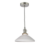 1 Light Pendant Antique Chrome with White Shallow Ceramic Shade (0183HAD016110)