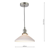 1 Light Pendant Antique Chrome with White Shallow Ceramic Shade (0183HAD016110)