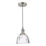 1 Light Pendant Antique Chrome with Scalloped Bell Glass Shade (0183HAD016111)