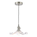 1 Light Pendant Antique Chrome with Wavy Glass Shade (0183HAD016112)