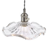 1 Light Pendant Antique Chrome with Wavy Glass Shade (0183HAD016112)