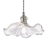 1 Light Pendant Antique Chrome with Wavy Glass Shade (0183HAD016112)