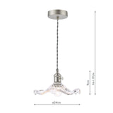 1 Light Pendant Antique Chrome with Wavy Glass Shade (0183HAD016112)