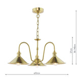 3 Light Pendant Natural Brass and Aged Brass Metal Shade 18cm (0183HAD034001)