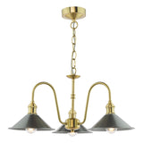 3 Light Pendant Natural Brass and Pewter Metal Shade 18cm (0183HAD034002)